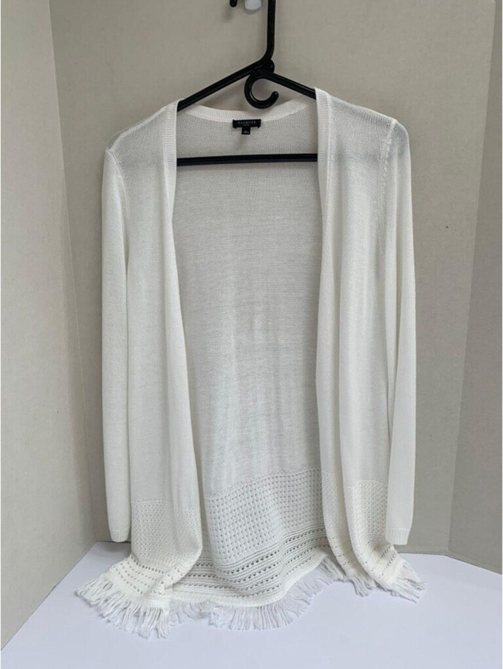 Talbots Petite White Open Front Lightweight Long Sleeve Cardigan Sweater Size MP